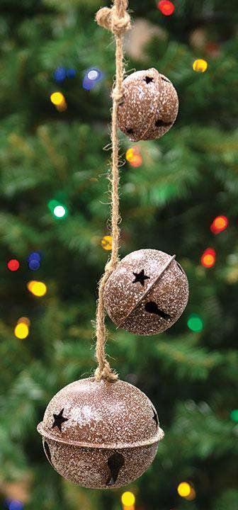 Vintage Glitter Rusty Bells Trio String - The Fox Decor